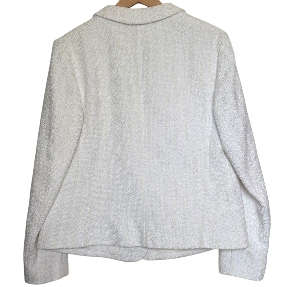 Hugo Boss BOSS White Cream Striped Tweed Blazer Womens Office Wear Womens Sz 14 - Picture 2 of 10
